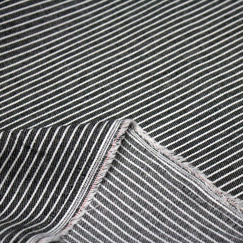 Tissu Chambray coton rayé : 4 couleurs dispo ! Marine, ciel, gris, noir - TissusPapi.com
