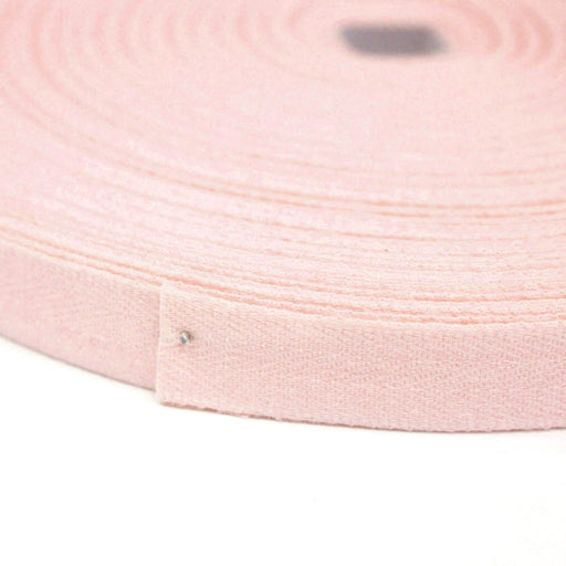 Ruban sergé de coton rose chair 15mm - Galette de 50 mètres - Fabrication française - TissusPapi.com