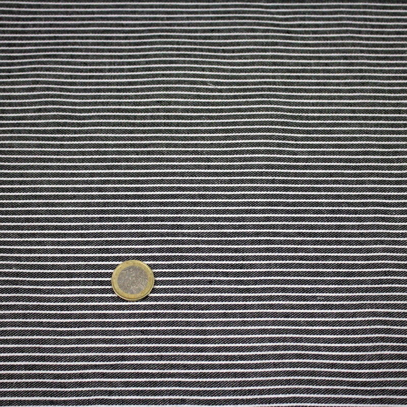 Tissu Chambray coton rayé : 4 couleurs dispo ! Marine, ciel, gris, noir - TissusPapi.com