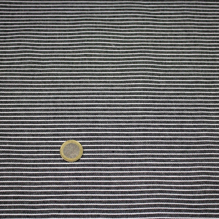Tissu Chambray coton rayé : 4 couleurs dispo ! Marine, ciel, gris, noir