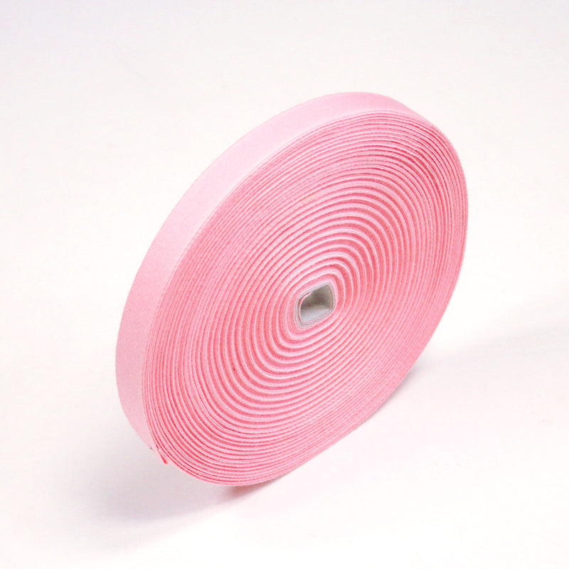 Ruban sergé de coton rose pâle 15mm - Galette de 50 mètres - Fabrication française - TissusPapi.com