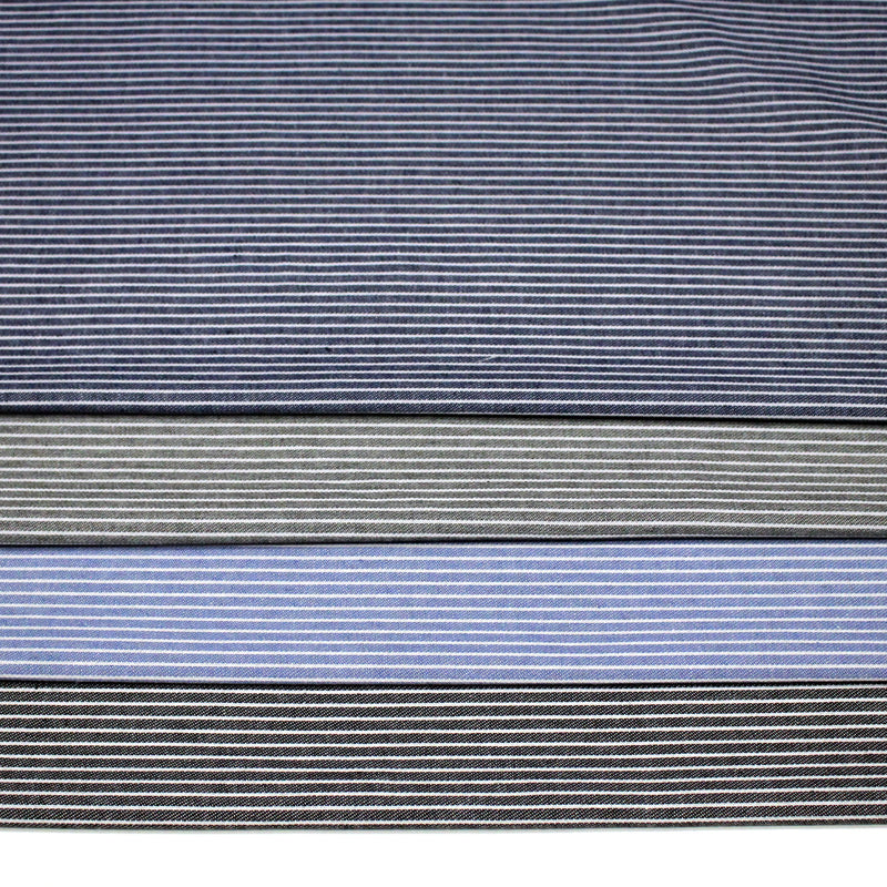Tissu Chambray coton rayé : 4 couleurs dispo ! Marine, ciel, gris, noir - TissusPapi.com