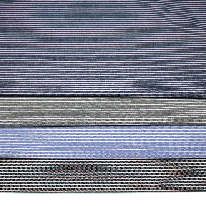 Tissu Chambray coton rayé : 4 couleurs dispo ! Marine, ciel, gris, noir