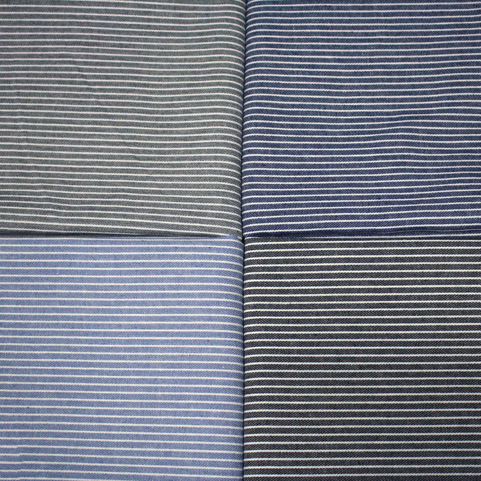 Tissu Chambray coton rayé : 4 couleurs dispo ! Marine, ciel, gris, noir