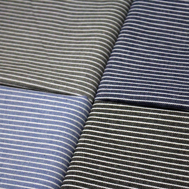 Tissu Chambray coton rayé : 4 couleurs dispo ! Marine, ciel, gris, noir - TissusPapi.com