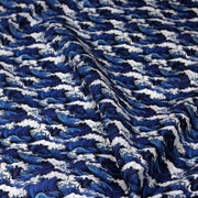Tissu cotonnade motif japonais de la vague Kanagawa d’Hokusai, tons bleus & blancs - OEKO - TEX - TissusPapi.com