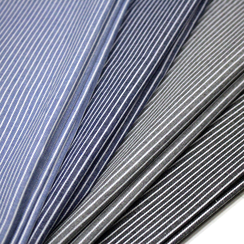 Tissu Chambray coton rayé : 4 couleurs dispo ! Marine, ciel, gris, noir - TissusPapi.com