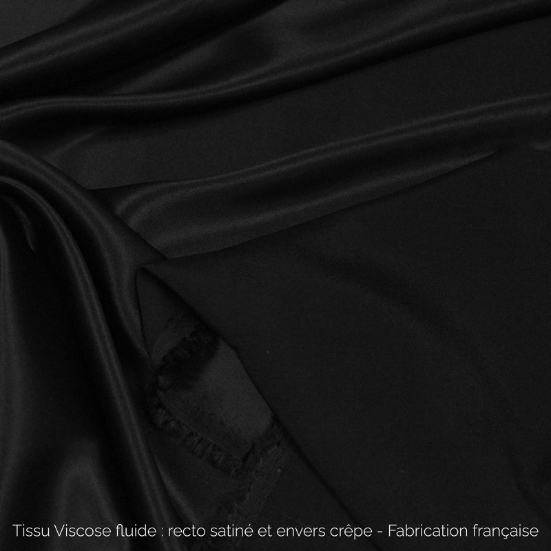 Tissu Viscose fluide : recto satiné et envers crêpe - Fabrication française