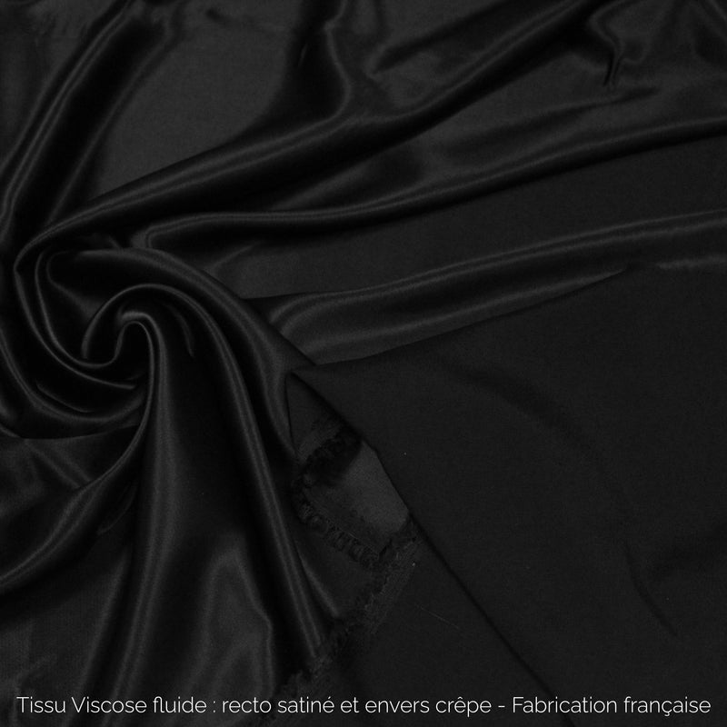 Tissu Viscose fluide : recto satiné et envers crêpe - Fabrication française