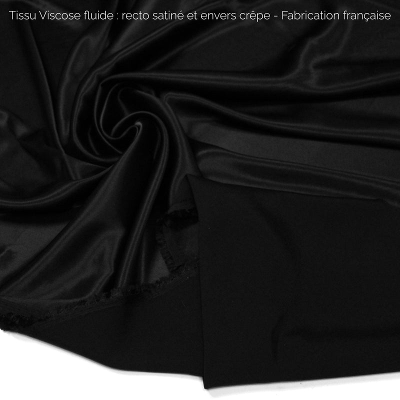 Tissu Viscose fluide : recto satiné et envers crêpe - Fabrication française
