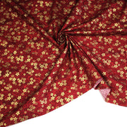 Tissu coton motif japonais vagues & fleurs sakura dorées : Bleu ou rouge - COLLECTION JAPON DORÉ - TissusPapi.com