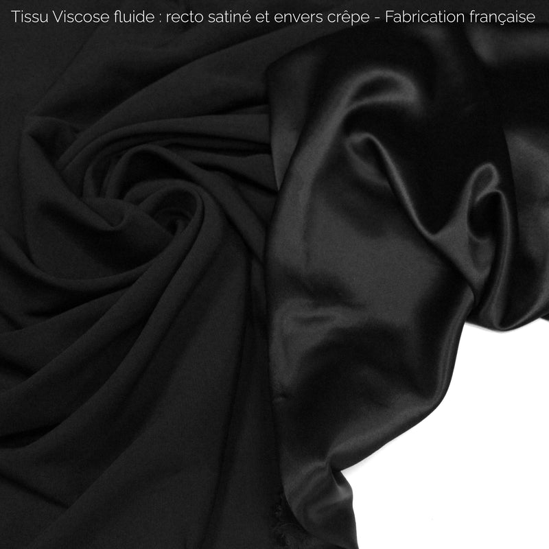 Tissu Viscose fluide : recto satiné et envers crêpe - Fabrication française