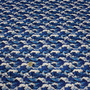 Tissu cotonnade motif japonais de la vague Kanagawa d’Hokusai, tons bleus & blancs - OEKO - TEX - TissusPapi.com