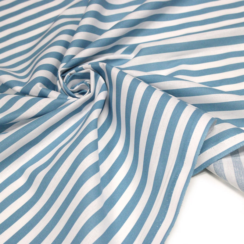Tissu cotonnade rayée 1cm : trois couleurs au choix : Bleu / Vert sauge / Ocre - STANDARD 100 OEKO-TEX - TissusPapi.com