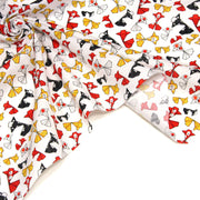 Tissu cotonnade motif japonais poissons koï origami rouge jaune et noir - OEKO - TEX - TissusPapi.com