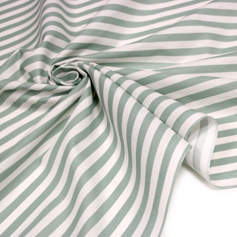 Tissu cotonnade rayée 1cm : trois couleurs au choix : Bleu / Vert sauge / Ocre - STANDARD 100 OEKO-TEX - TissusPapi.com