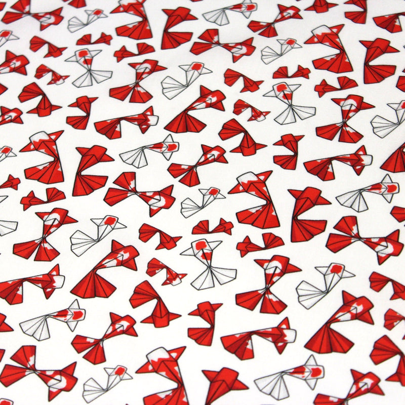 Tissu cotonnade motif japonais poissons koï origami rouge - OEKO - TEX - TissusPapi.com