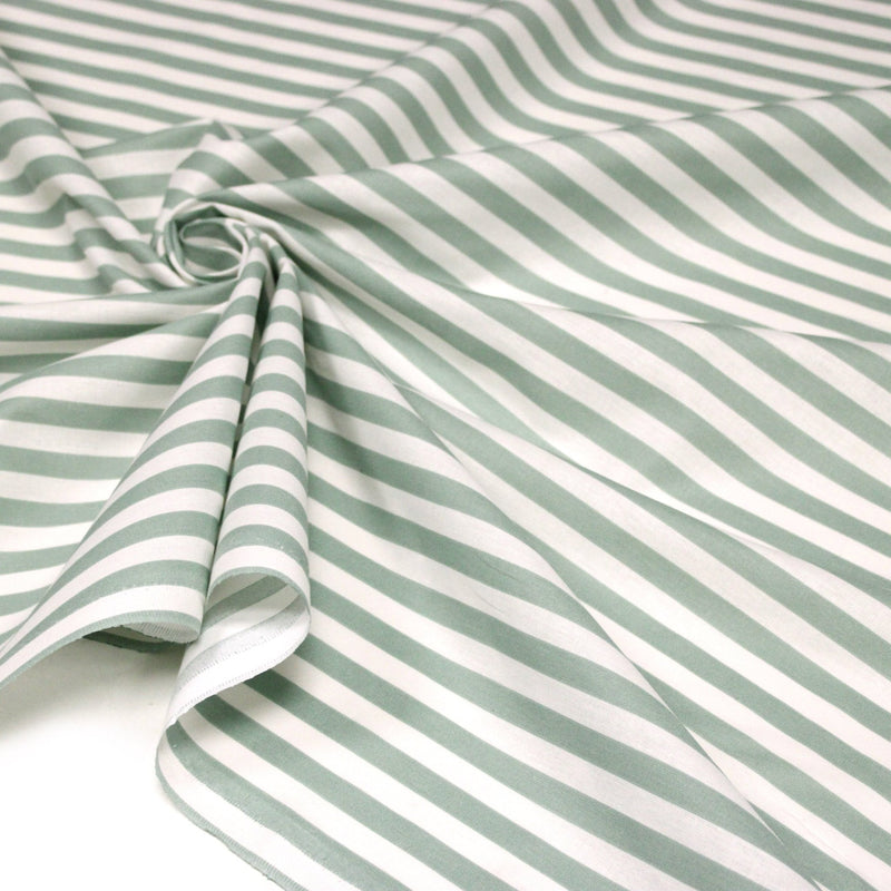 Tissu cotonnade rayée 1cm : trois couleurs au choix : Bleu / Vert sauge / Ocre - STANDARD 100 OEKO-TEX - TissusPapi.com