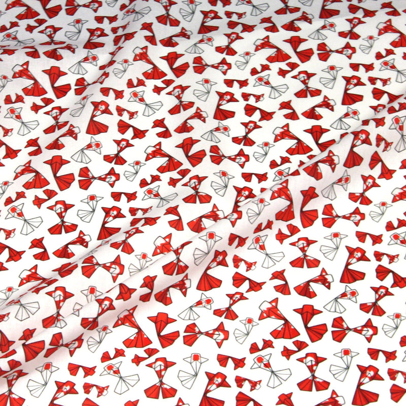 Tissu cotonnade motif japonais poissons koï origami rouge - OEKO - TEX - TissusPapi.com