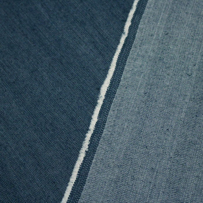 Tissu denim jean élasthanne toile sergé fin bleu canard