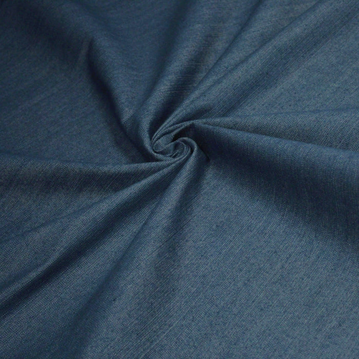 Tissu denim jean élasthanne toile sergé fin bleu canard