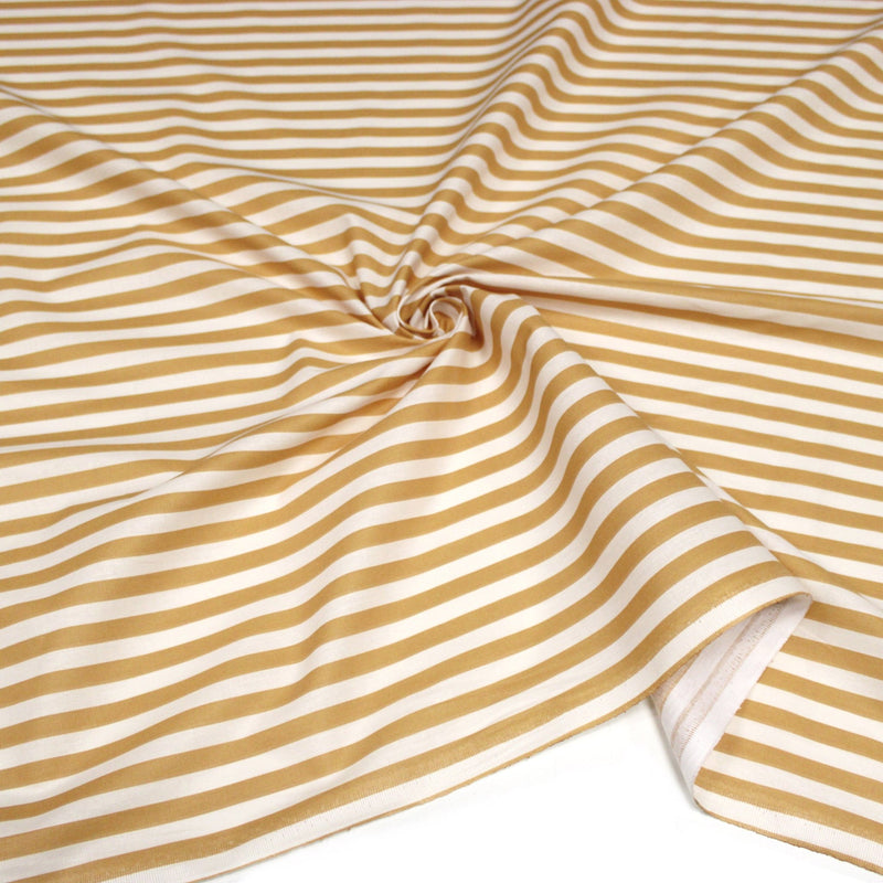 Tissu cotonnade rayée 1cm : trois couleurs au choix : Bleu / Vert sauge / Ocre - STANDARD 100 OEKO-TEX - TissusPapi.com