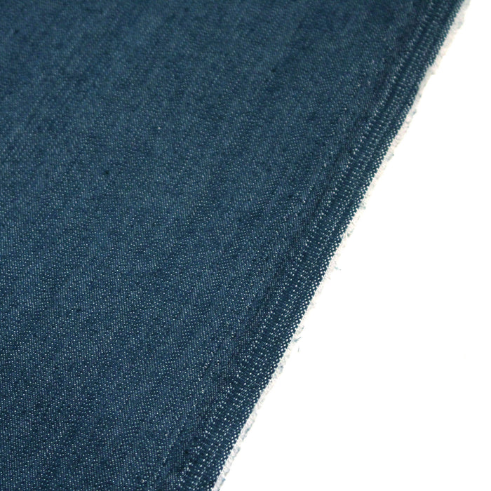 Tissu denim jean élasthanne toile sergé fin bleu canard