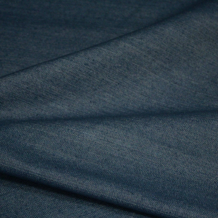 Tissu denim jean élasthanne toile sergé fin bleu canard