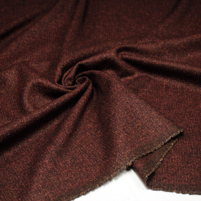 Tissu lainage tweed rouge orange faux - uni - Fabrication française - TissusPapi.com