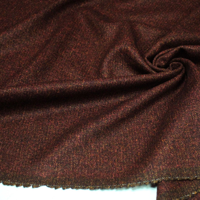 Tissu lainage tweed rouge orange faux - uni - Fabrication française - TissusPapi.com