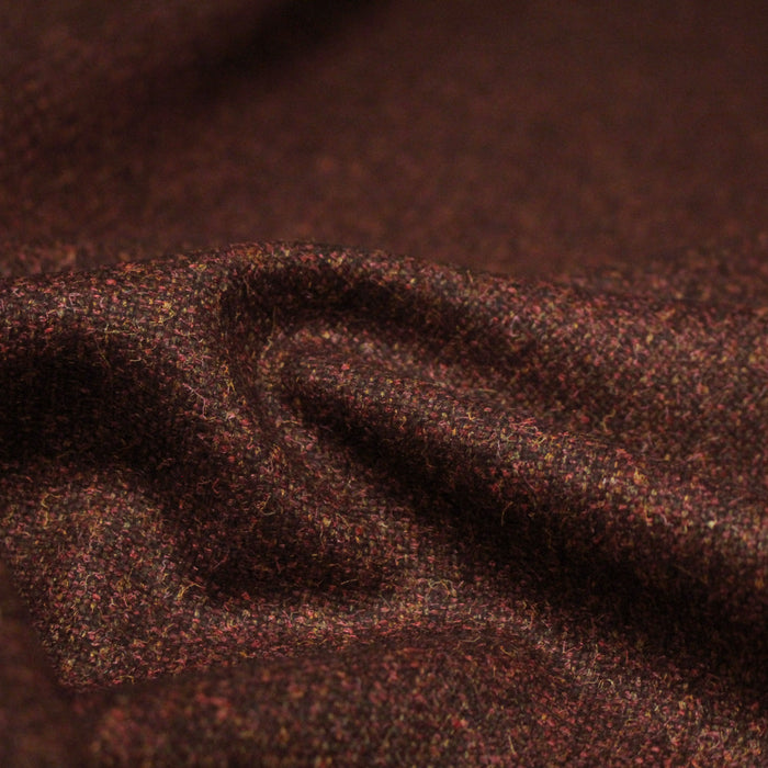 Tissu lainage tweed rouge orange faux - uni - Fabrication française - TissusPapi.com