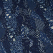 Tissu SHIBUYA, motifs japonais & faux - uni bleu : cotonnade ou gabardine - OEKO - TEX - TissusPapi.com