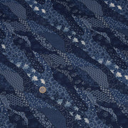 Tissu SHIBUYA, motifs japonais & faux - uni bleu : cotonnade ou gabardine - OEKO - TEX - TissusPapi.com