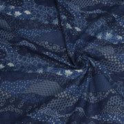 Tissu SHIBUYA, motifs japonais & faux - uni bleu : cotonnade ou gabardine - OEKO - TEX - TissusPapi.com