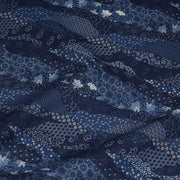 Tissu SHIBUYA, motifs japonais & faux - uni bleu : cotonnade ou gabardine - OEKO - TEX - TissusPapi.com