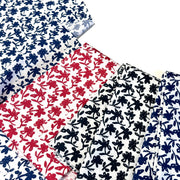 Tissu cotonnade aux fleurs japonaise & dessins à l'encre de Chine : rouge, noir, bleu - OEKO - TEX - TissusPapi.com