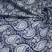 Tissu coton fin imprimé INDIENNES, motif Paisley cachemire bleu, ciel et blanc - TissusPapi.com