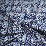 Tissu coton fin imprimé INDIENNES, motif Paisley cachemire bleu, ciel et blanc - TissusPapi.com