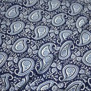 Tissu coton fin imprimé INDIENNES, motif Paisley cachemire bleu, ciel et blanc - TissusPapi.com
