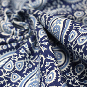 Tissu coton fin imprimé INDIENNES, motif Paisley cachemire bleu, ciel et blanc - TissusPapi.com