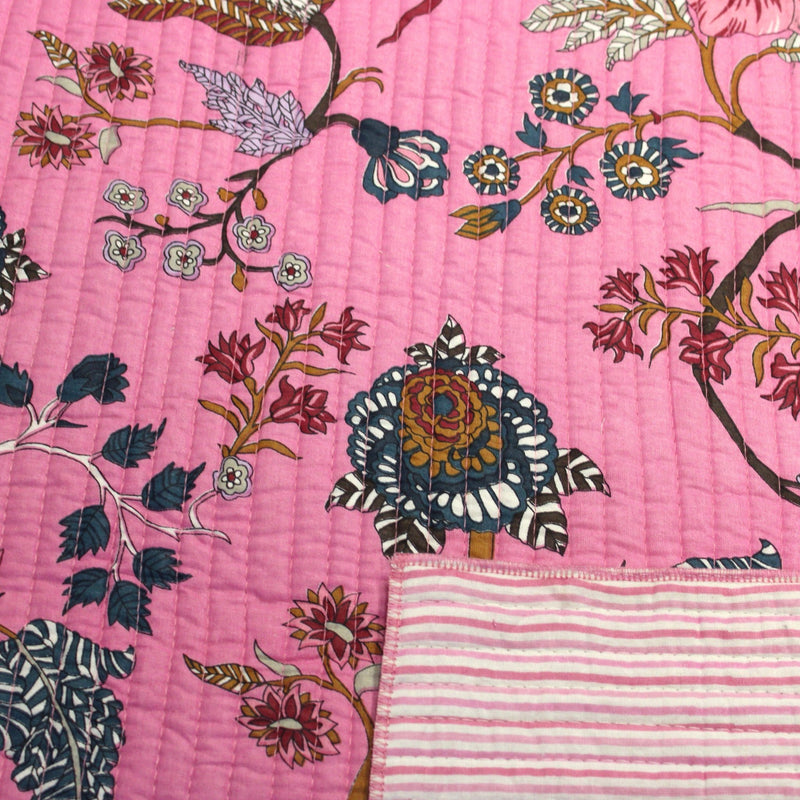 Tissu matelassé coton indien, motif traditionnel floral : nombreuses couleurs et fleuris au choix! - TissusPapi.com