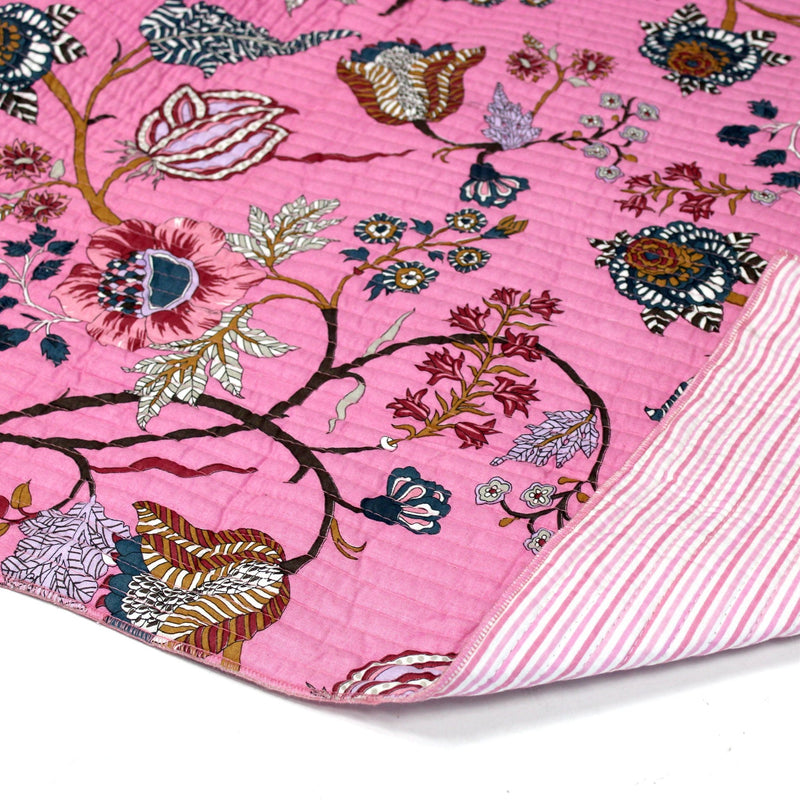 Tissu matelassé coton indien, motif traditionnel floral : nombreuses couleurs et fleuris au choix! - TissusPapi.com
