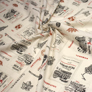 : Tissu cotonnade VINS & CEPAGES aux étiquettes et noms de vins et terroirs, écru - TissusPapi.com