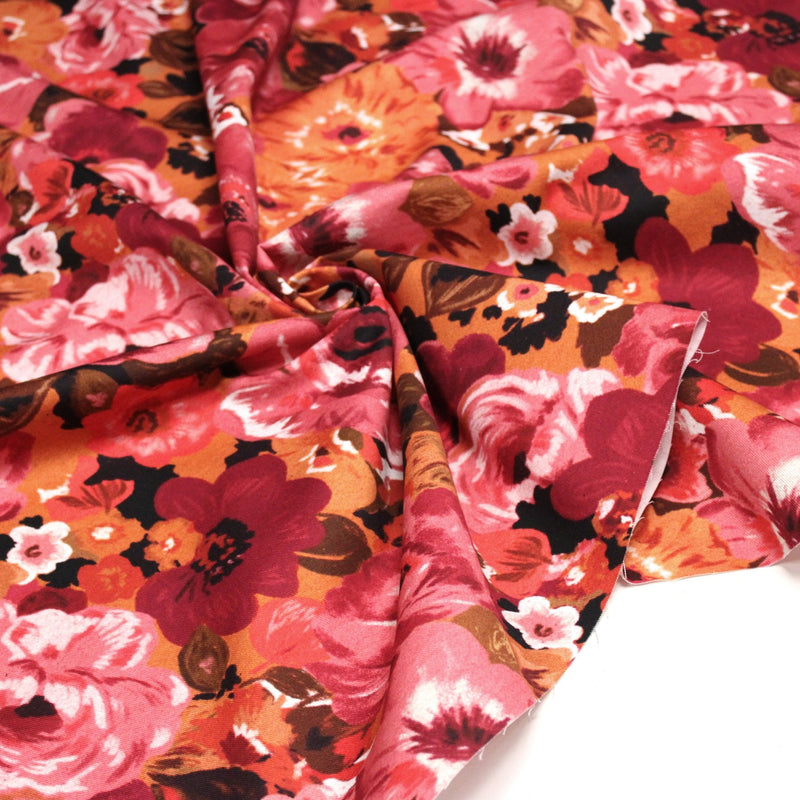 Tissu gabardine coton imprimée fleuri Vintage : tons estivaux ou tons automnaux - OEKO-TEX STANDARD 100 - TissusPapi.com