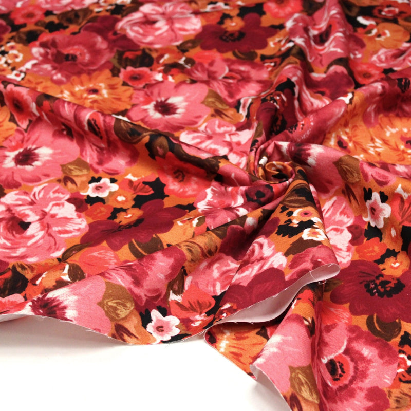 Tissu gabardine coton imprimée fleuri Vintage : tons estivaux ou tons automnaux - OEKO-TEX STANDARD 100 - TissusPapi.com