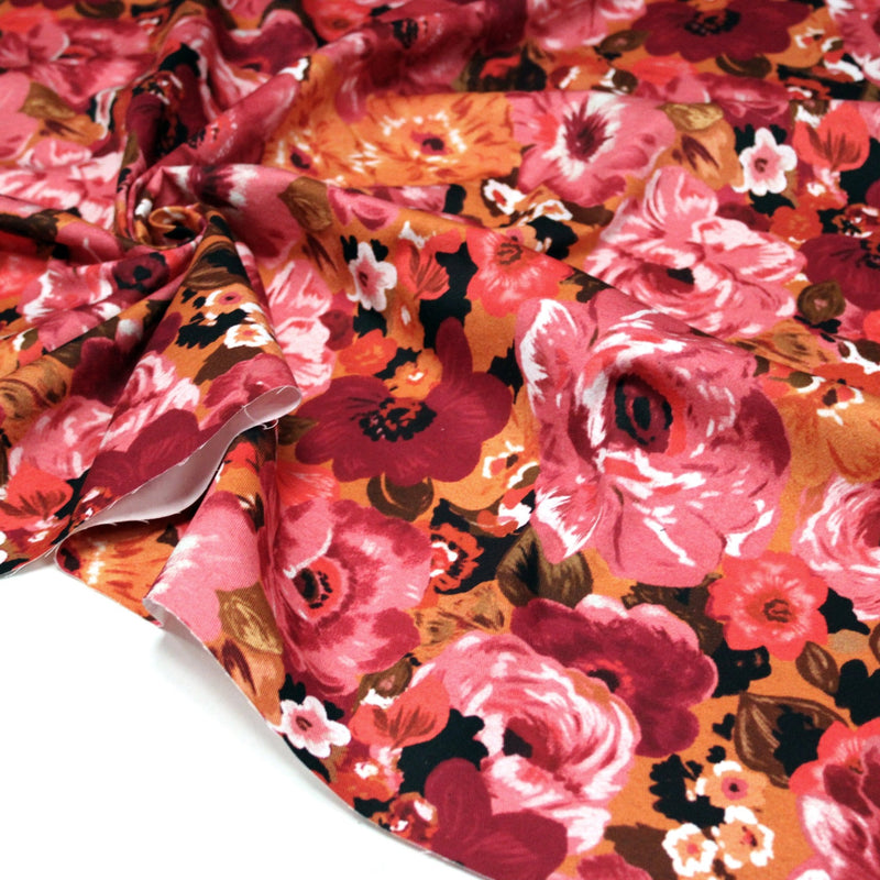 Tissu gabardine coton imprimée fleuri Vintage : tons estivaux ou tons automnaux - OEKO-TEX STANDARD 100 - TissusPapi.com