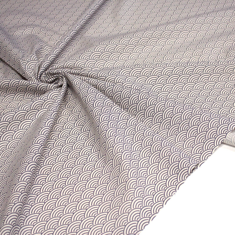 Tissu cotonnade motif japonais SEIGAIHA : écru/bleu et bleu/écru - COLLECTION JAPON INDIGO - TissusPapi.com