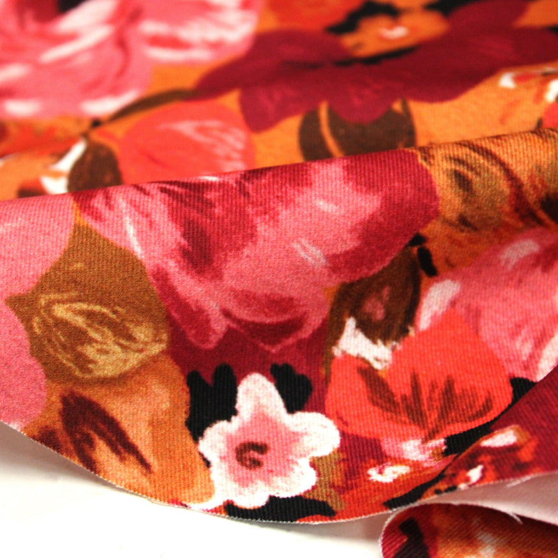 Tissu gabardine coton imprimée fleuri Vintage : tons estivaux ou tons automnaux - OEKO-TEX STANDARD 100 - TissusPapi.com