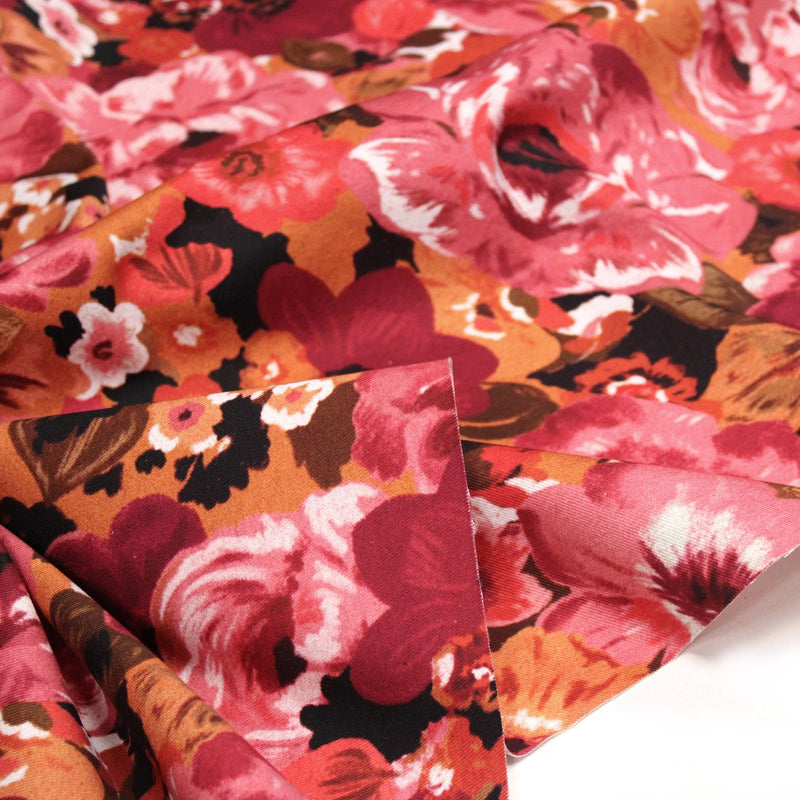 Tissu gabardine coton imprimée fleuri Vintage : tons estivaux ou tons automnaux - OEKO-TEX STANDARD 100 - TissusPapi.com