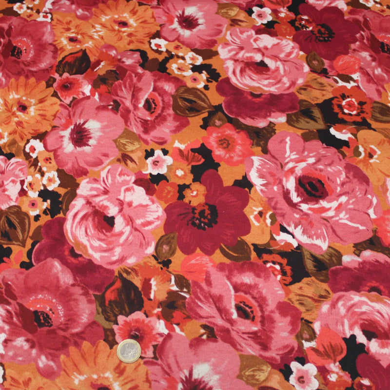 Tissu gabardine coton imprimée fleuri Vintage : tons estivaux ou tons automnaux - OEKO-TEX STANDARD 100 - TissusPapi.com